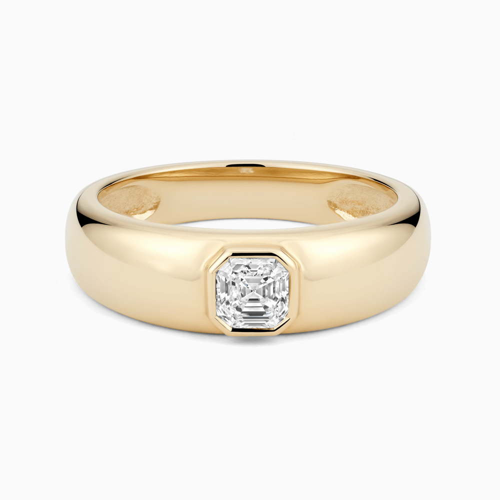 The Ecksand Bezel-Set Diamond Bombé Ring shown with Natural VS2+/ F+ in 18k Yellow Gold