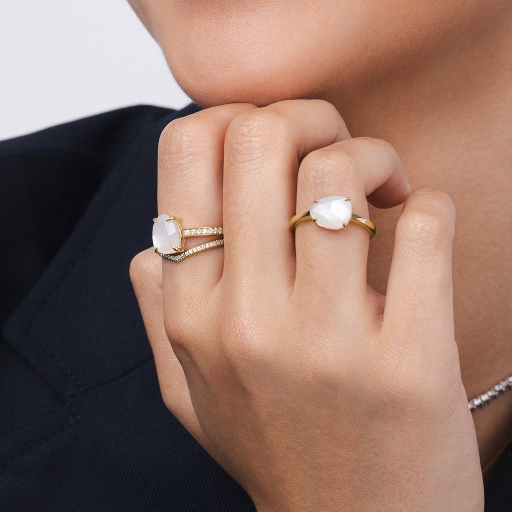 The Ecksand Moonstone East-West Cocktail Ring shown with  in 