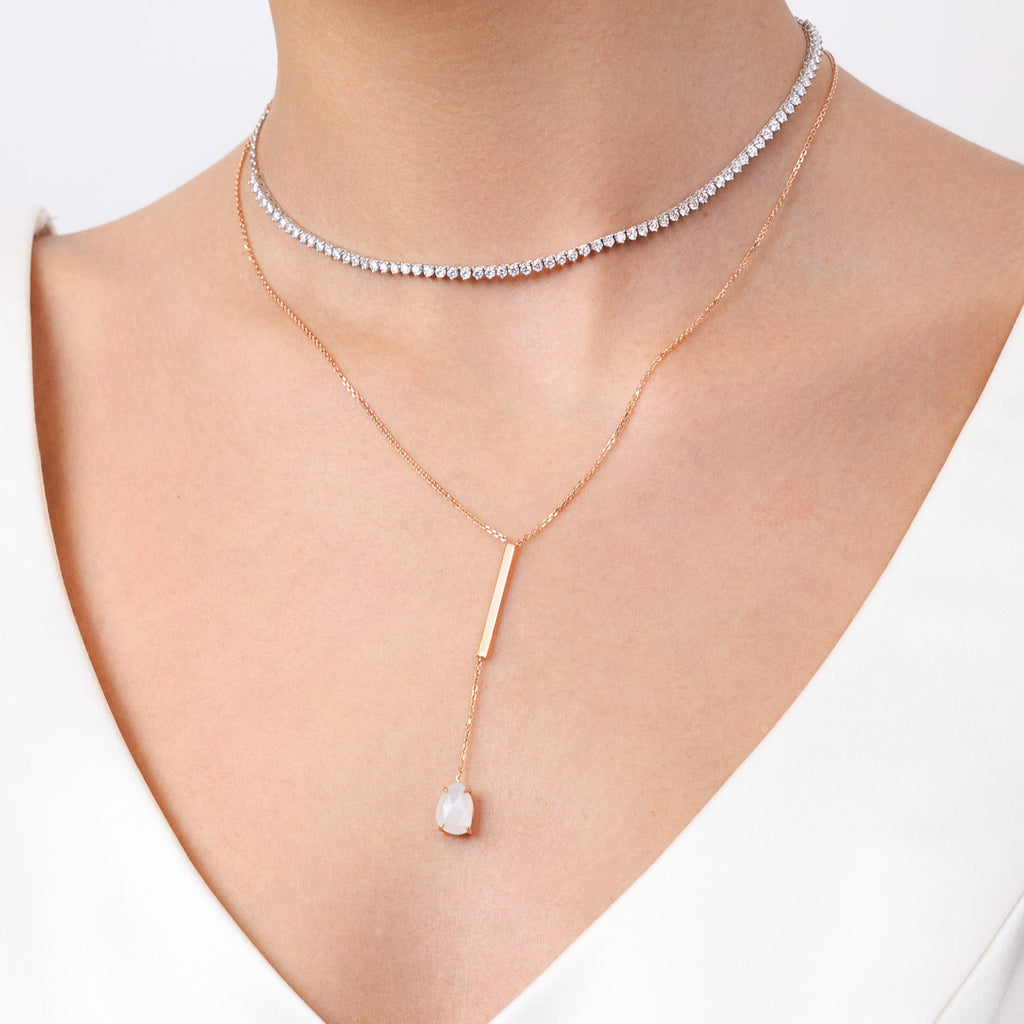 The Ecksand Moonstone Drop Pendant Necklace shown with  in 