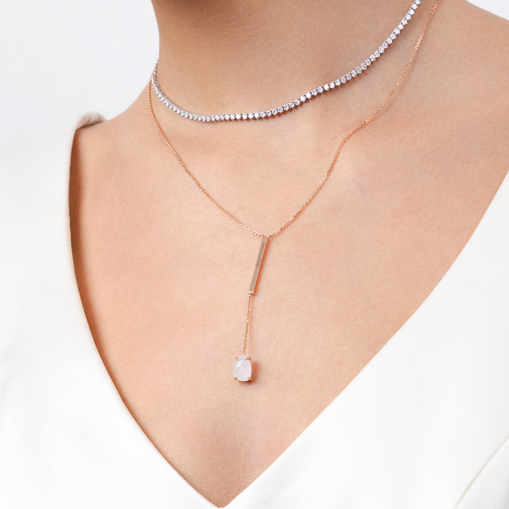 The Ecksand Moonstone Drop Pendant Necklace shown with  in 