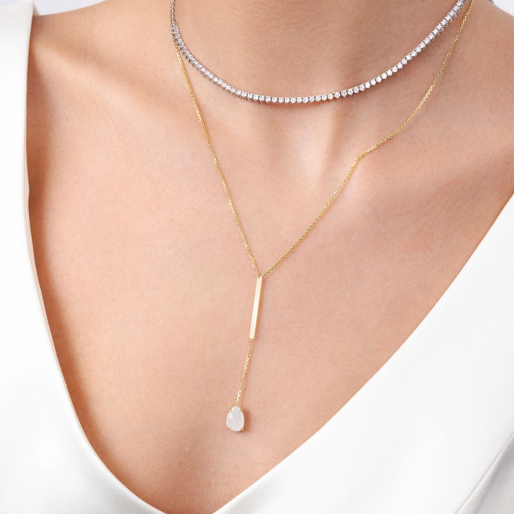 The Ecksand Moonstone Drop Pendant Necklace shown with  in 