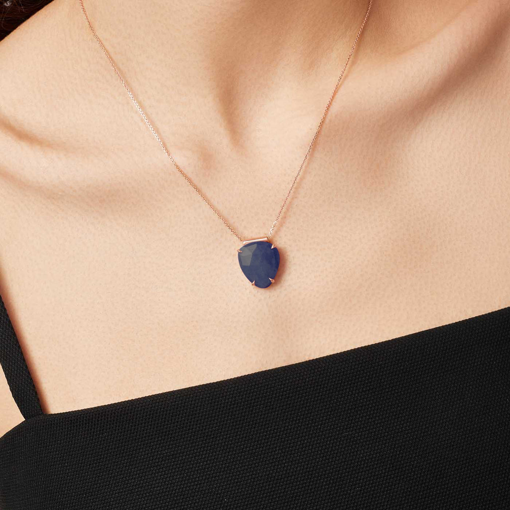 The Ecksand Rose-Cut Blue Sapphire Pendant Necklace shown with  in 