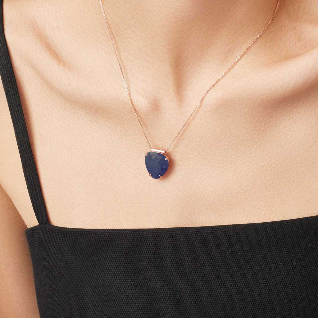 The Ecksand Rose-Cut Blue Sapphire Pendant Necklace shown with  in 