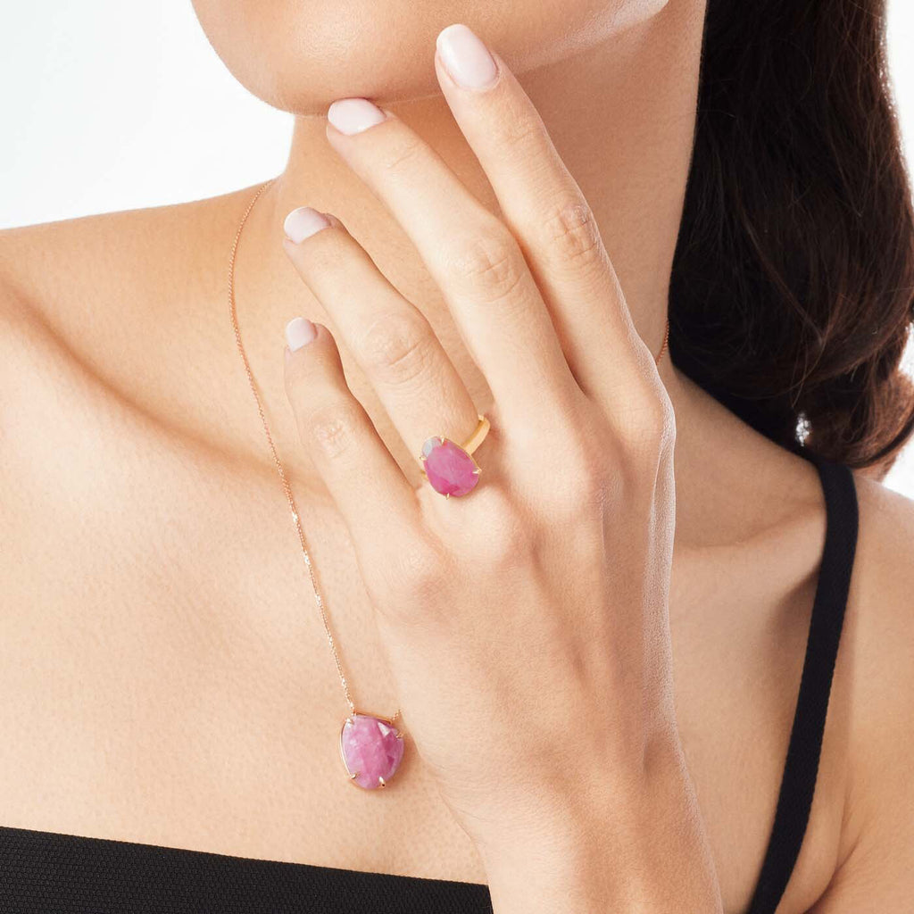 The Ecksand Rose-Cut Pink Sapphire Cocktail Ring shown with  in 