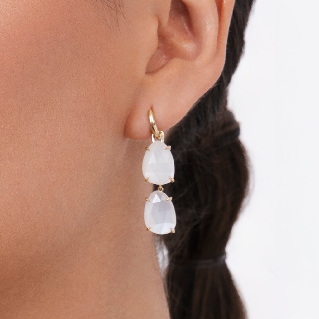 The Ecksand Moonstone Dangle Earrings shown with  in 