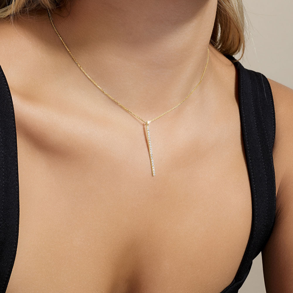 The Ecksand Diamond Bar Lariat Necklace shown with  in 