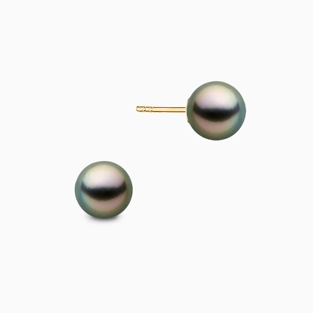 The Ecksand Tahitian Pearl Stud Earrings shown with  in 14k Yellow Gold