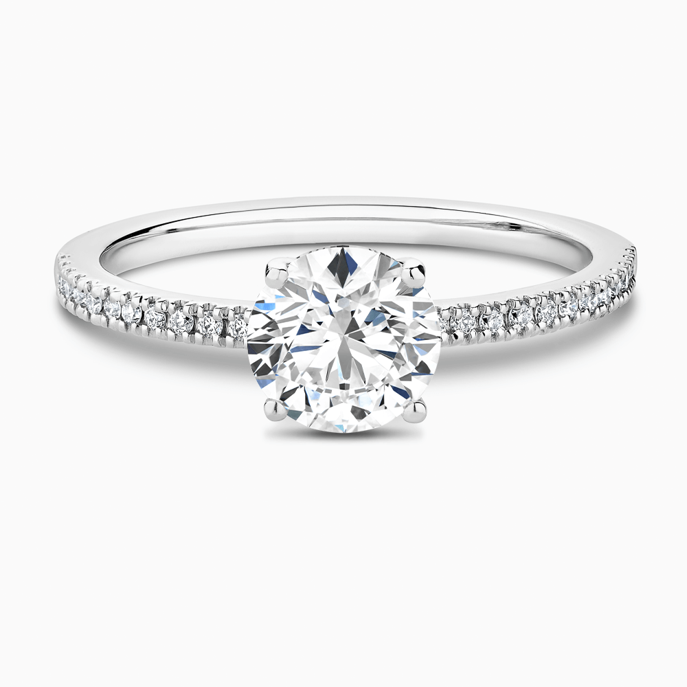 The Ecksand Four-Prong Diamond Engagement Ring with Diamond Pavé shown with  in Default Title