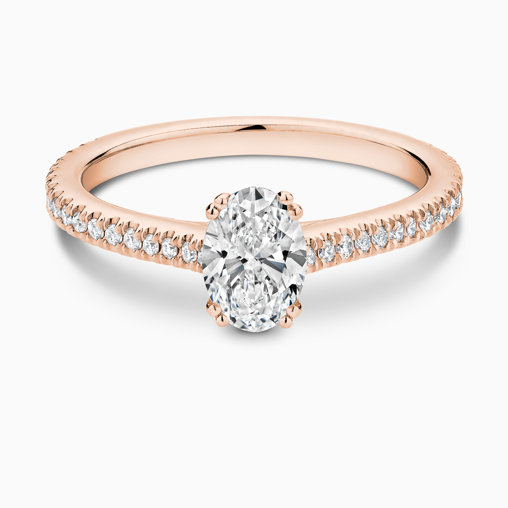 The Ecksand Diamond Engagement Ring with Double Prongs shown with Oval in 14k Rose Gold