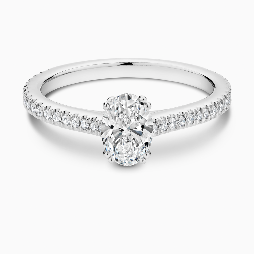 The Ecksand Diamond Engagement Ring with Double Prongs shown with Oval in 18k White Gold