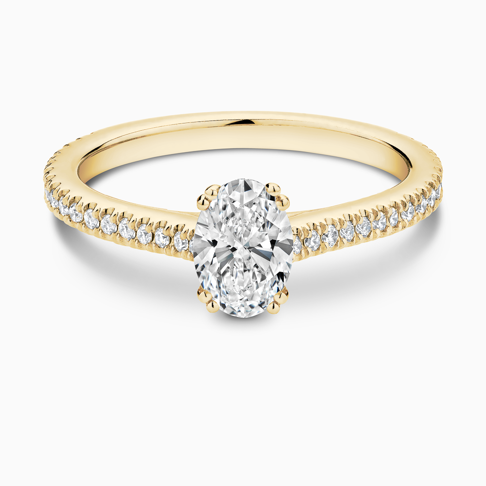The Ecksand Diamond Engagement Ring with Double Prongs shown with Oval in 18k Yellow Gold