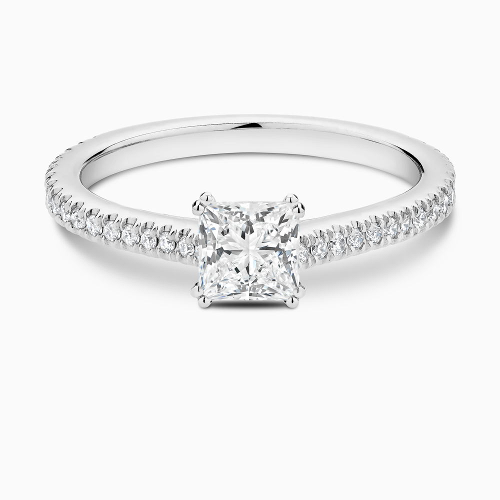 The Ecksand Diamond Engagement Ring with Double Prongs shown with Princess in 18k White Gold