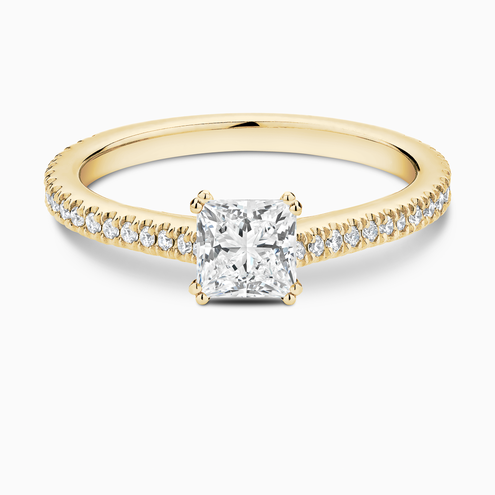 The Ecksand Diamond Engagement Ring with Double Prongs shown with Princess in 18k Yellow Gold