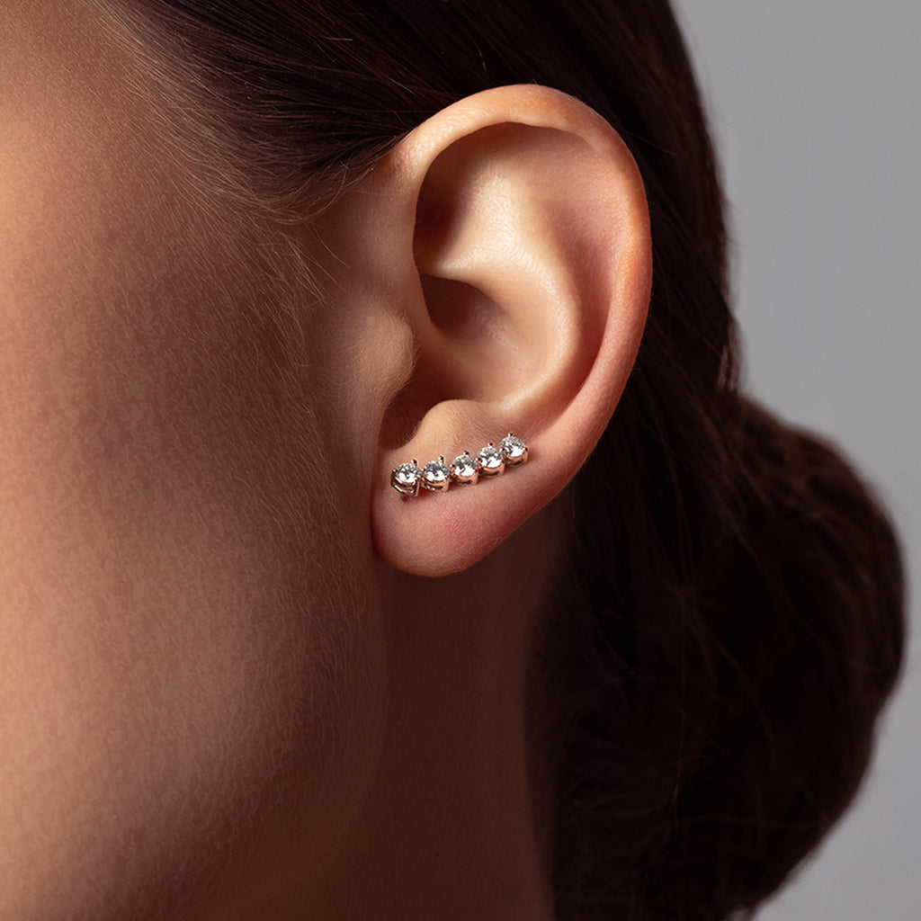 The Ecksand Five-Stone Diamond Crawler Earrings shown with  in 