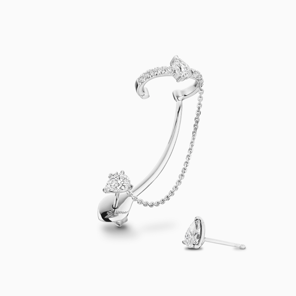 The Ecksand Diamond Conch Jacket Earring with Pear Studs shown with  in 
