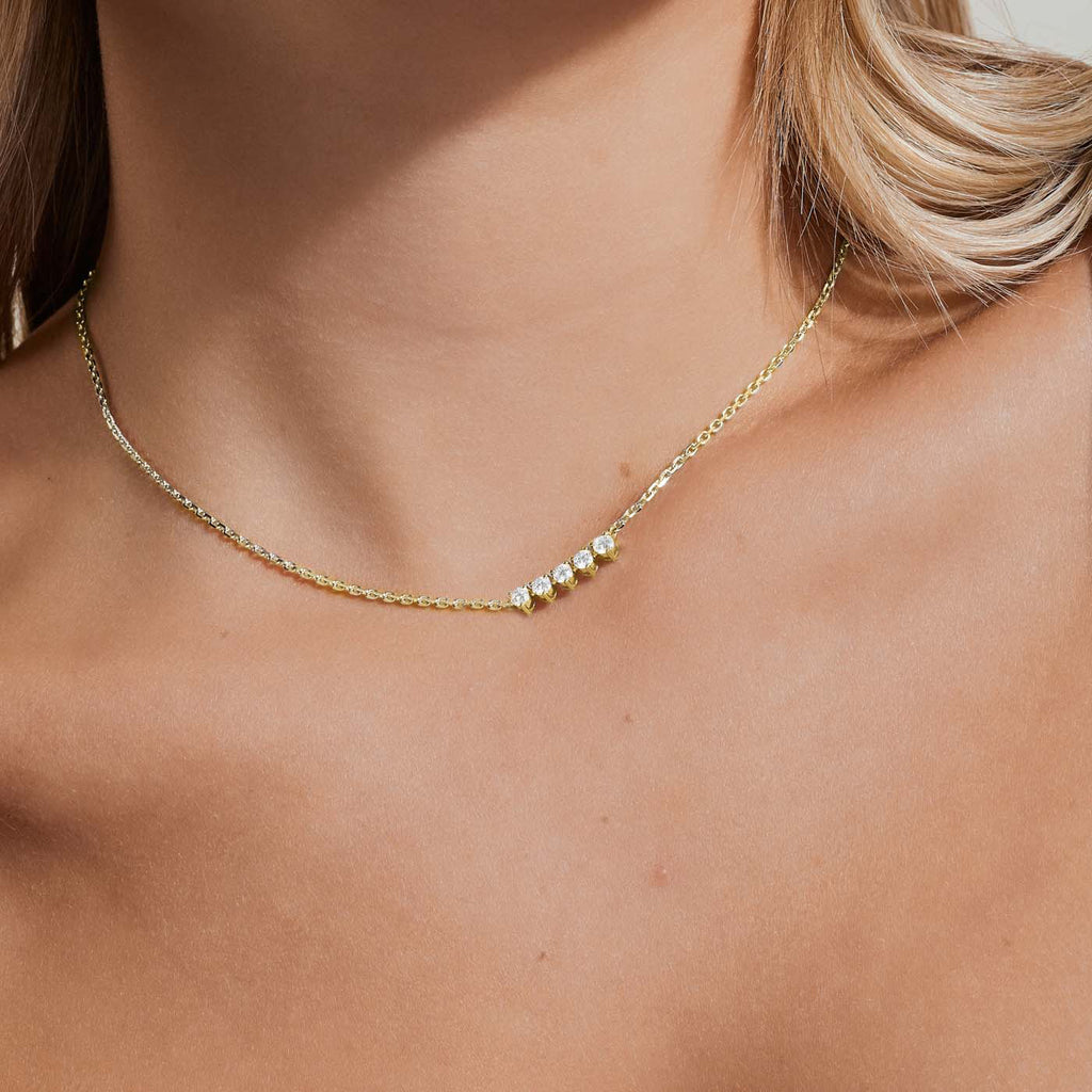 The Ecksand Five-Diamond Bar Necklace shown with  in 