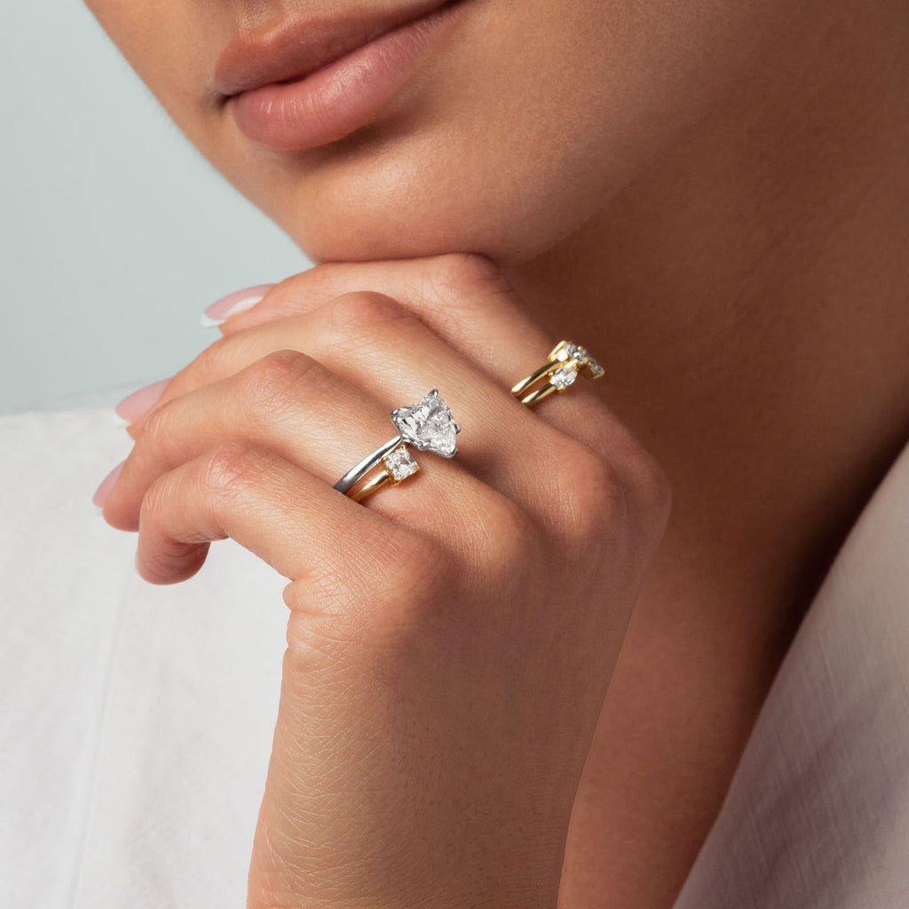 The Ecksand Wrap Around Pear and Asscher-Cut Diamond Ring shown with  in 