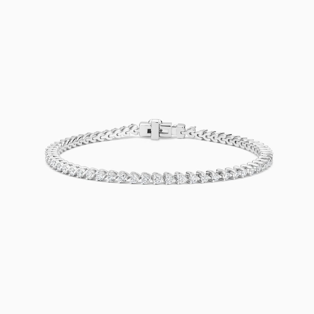 The Ecksand Petite Three-Prong Diamond Tennis Bracelet shown with Natural VS2+/F+ in 18k White Gold
