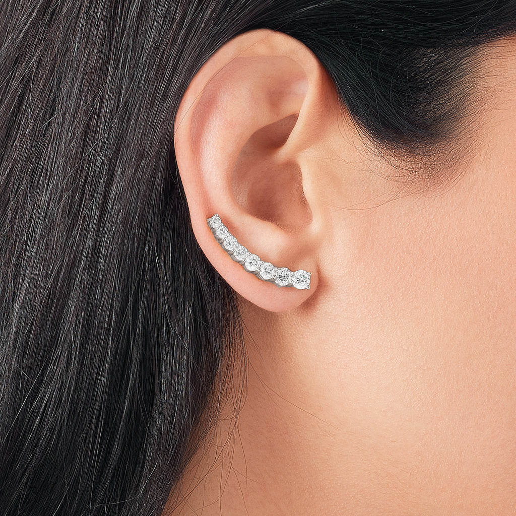The Ecksand Tapered Diamond Crawler Earrings shown with  in 