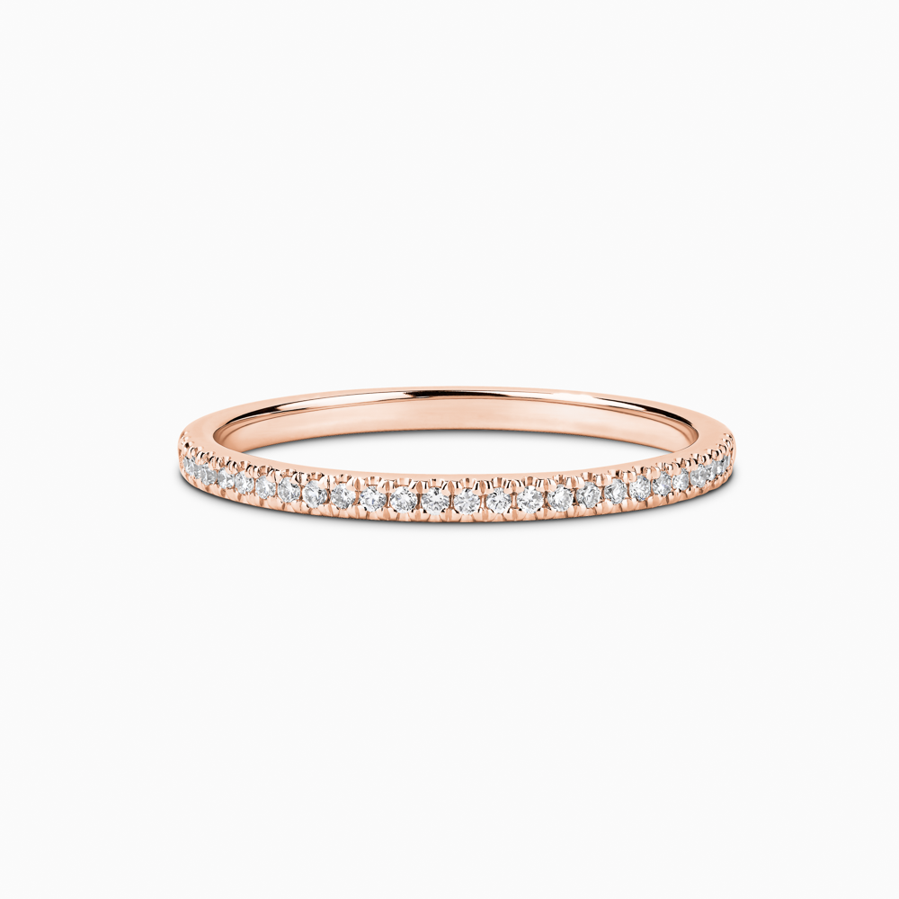 The Ecksand Timeless Diamond Pavé Wedding Ring shown with Stones: 1mm (0.10+ ctw) | Band: 1.6mm in 14k Rose Gold