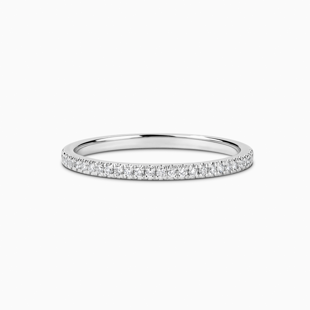 The Ecksand Timeless Diamond Pavé Wedding Ring shown with Stones: 1mm (0.10+ ctw) | Band: 1.6mm in Platinum