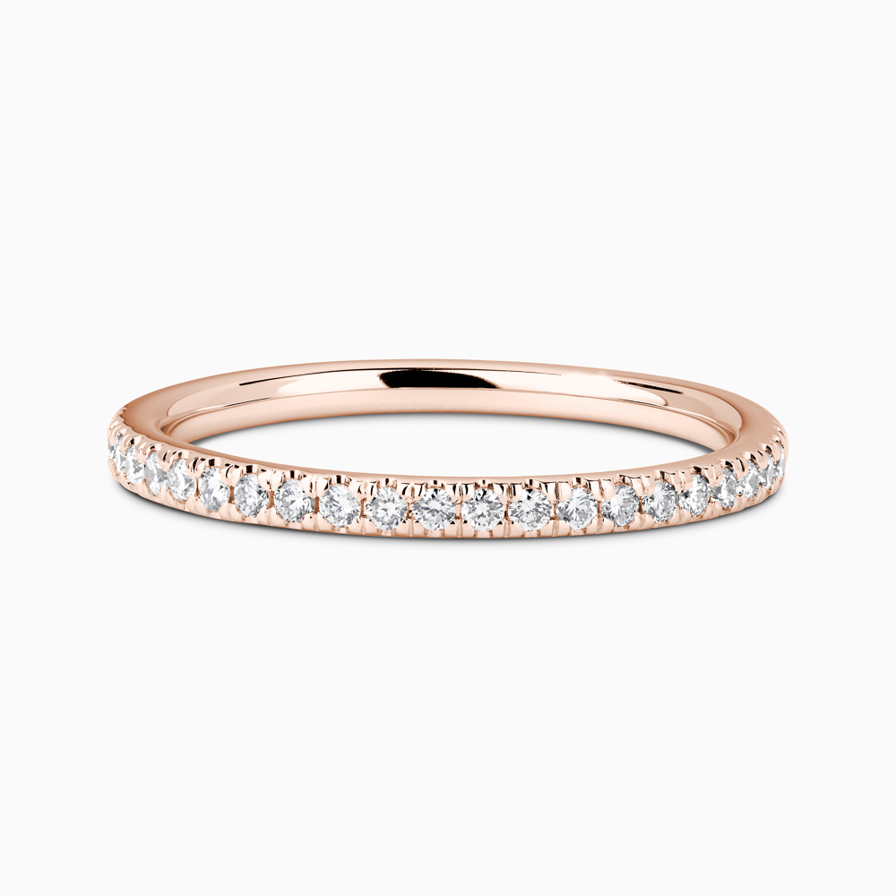 The Ecksand Timeless Diamond Pavé Wedding Ring shown with Stones: 1.3mm (0.15+ ctw) | Band: 1.8mm in 14k Rose Gold