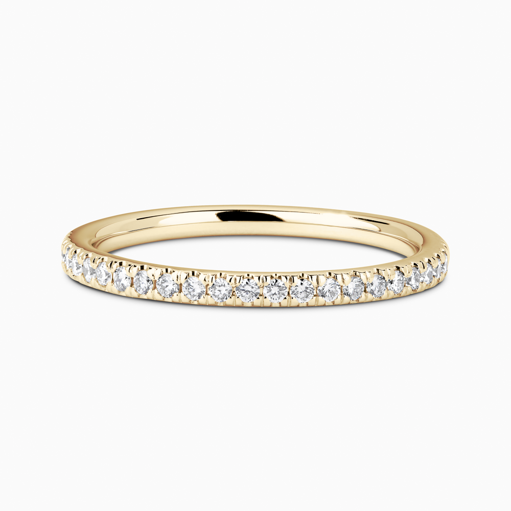 The Ecksand Timeless Diamond Pavé Wedding Ring shown with Stones: 1.3mm (0.15+ ctw) | Band: 1.8mm in 18k Yellow Gold
