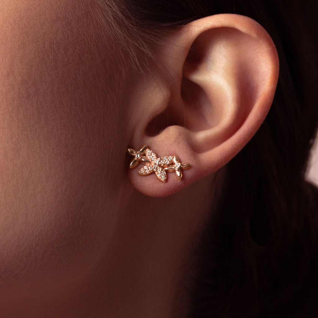 The Ecksand Butterfly Trio Diamond Earrings shown with  in 