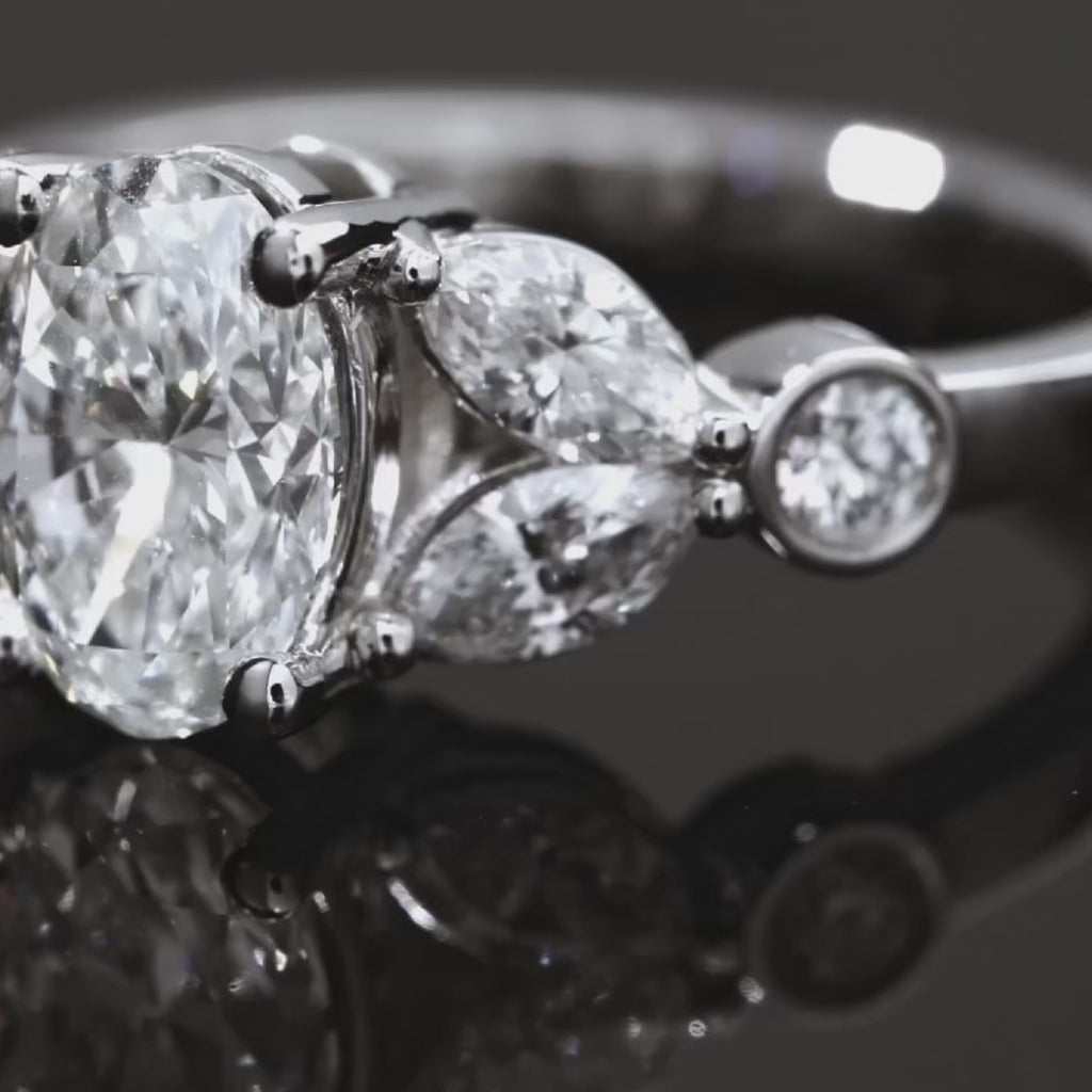 Custom Cluster Engagement Ring with Bezel Detail