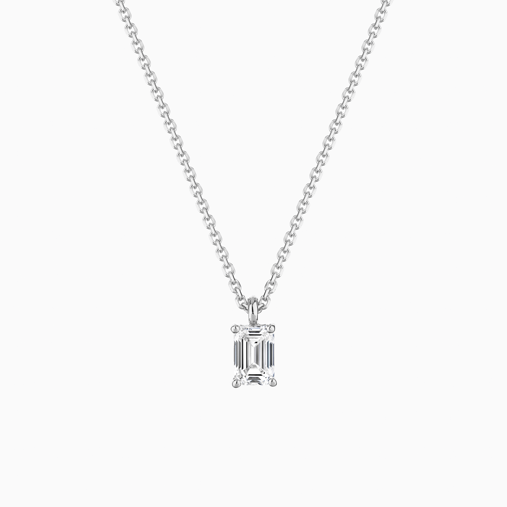 Emerald cut 2025 diamond solitaire necklace
