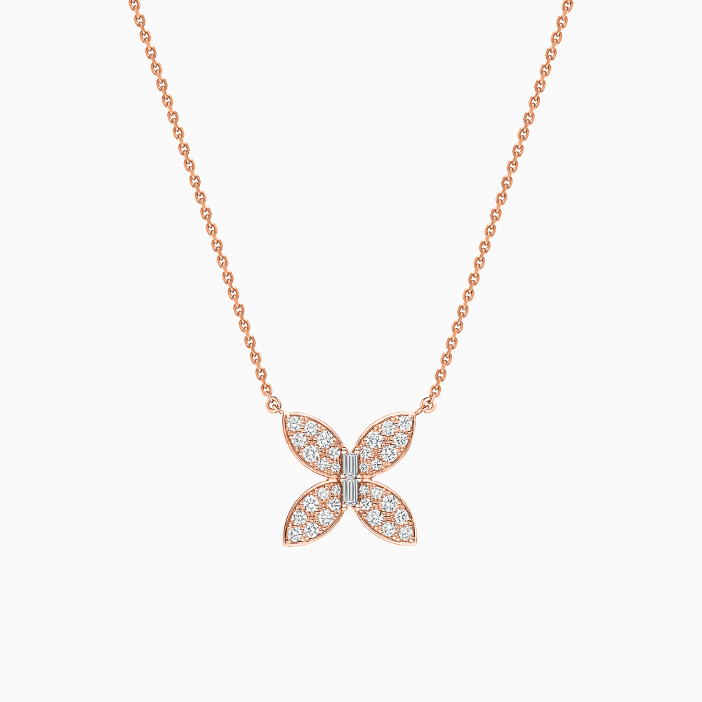 The Ecksand Gold Butterfly Pendant Necklace with Diamond Pavé shown with  in 14k Rose Gold