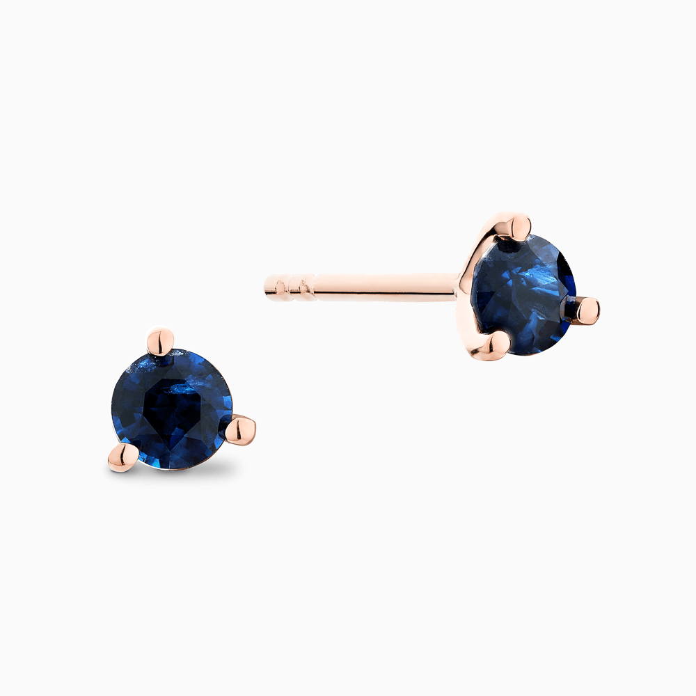 The Ecksand Round Blue Sapphire Stud Earrings shown with  in 14k Rose Gold