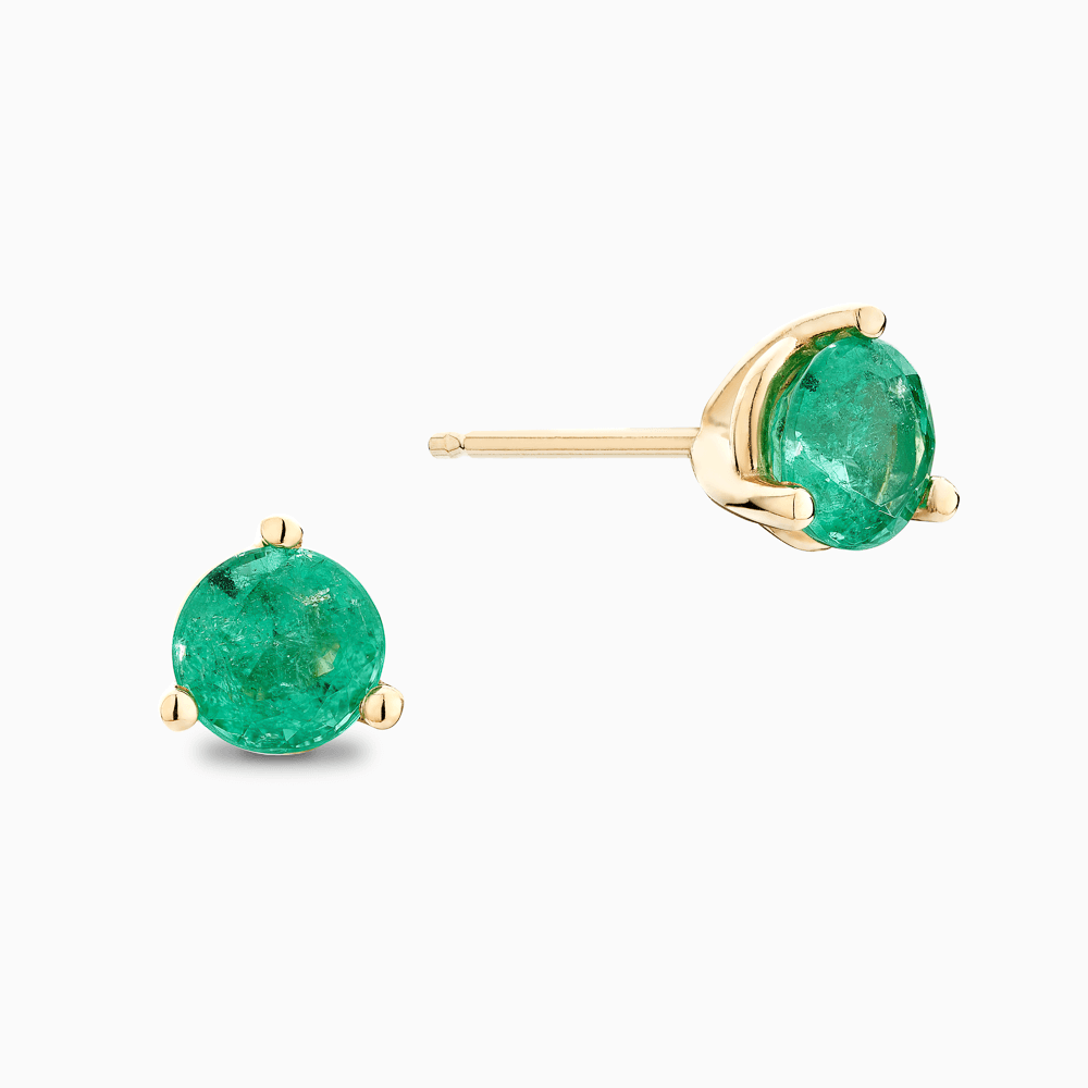The Ecksand Round Emerald Stud Earrings shown with  in 14k Yellow Gold