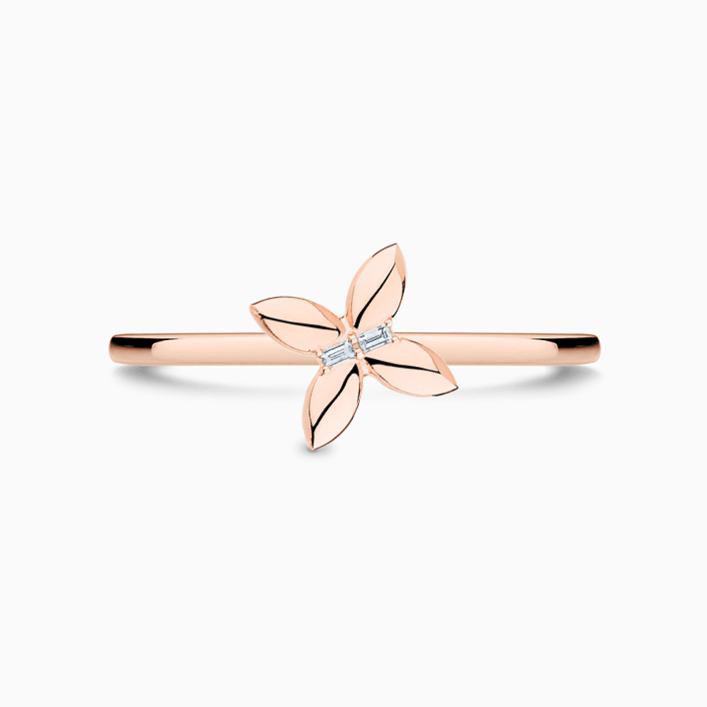The Ecksand Petite Angled Butterfly Diamond Ring shown with Lab-grown VS2+/ F+ in 14k Rose Gold