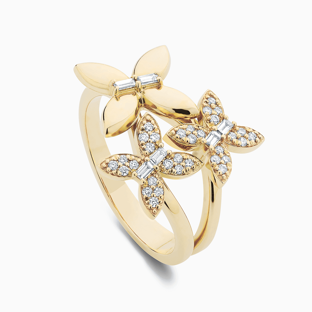 The Ecksand Butterfly Trio Diamond Pavé Ring shown with  in 