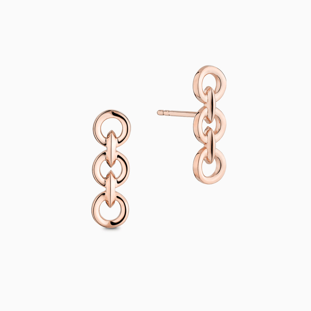 The Ecksand Duel Gold Chain Earrings shown with  in 14k Rose Gold