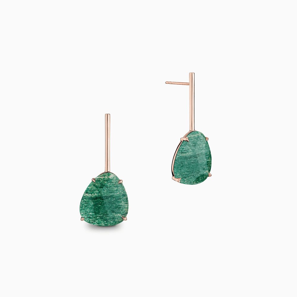 The Ecksand Rose-Cut Aventurine Dangle Earrings shown with  in 14k Rose Gold