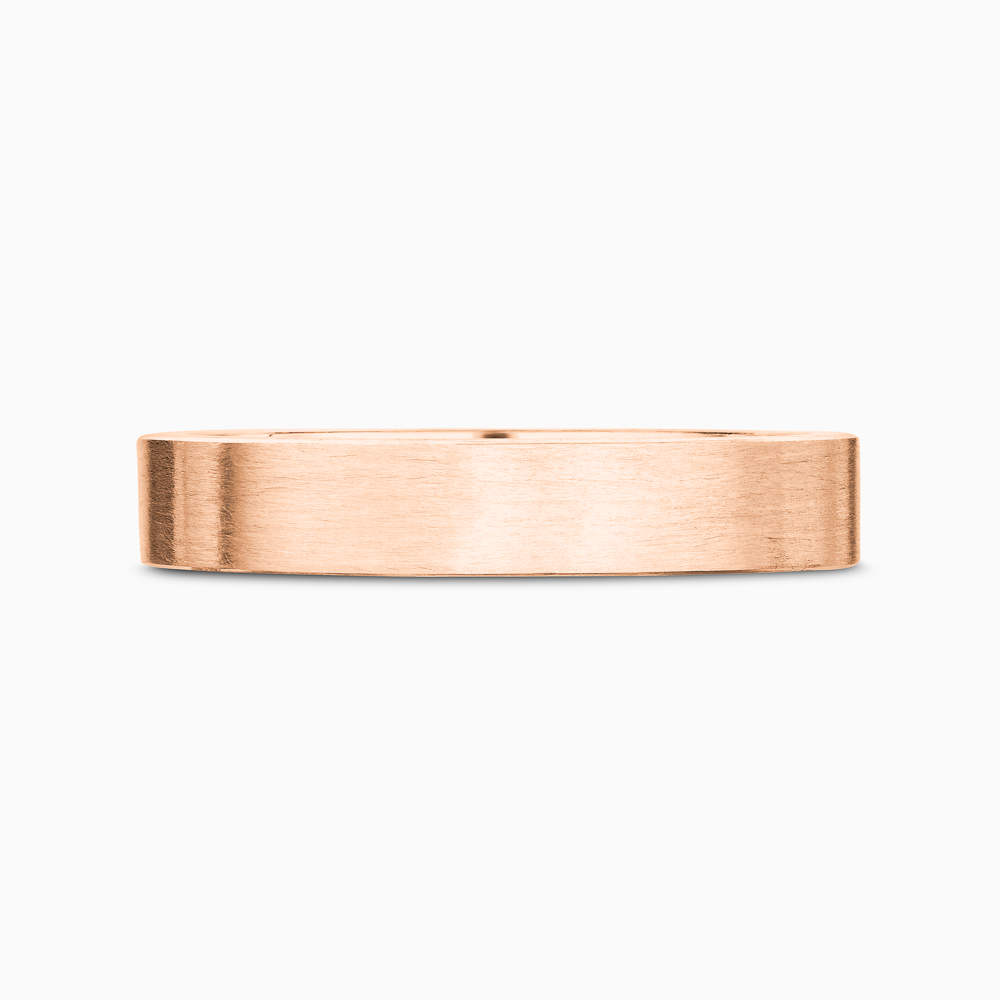 The Ecksand Flat Brushed Wedding Ring shown with Band: 3mm in 14k Rose Gold