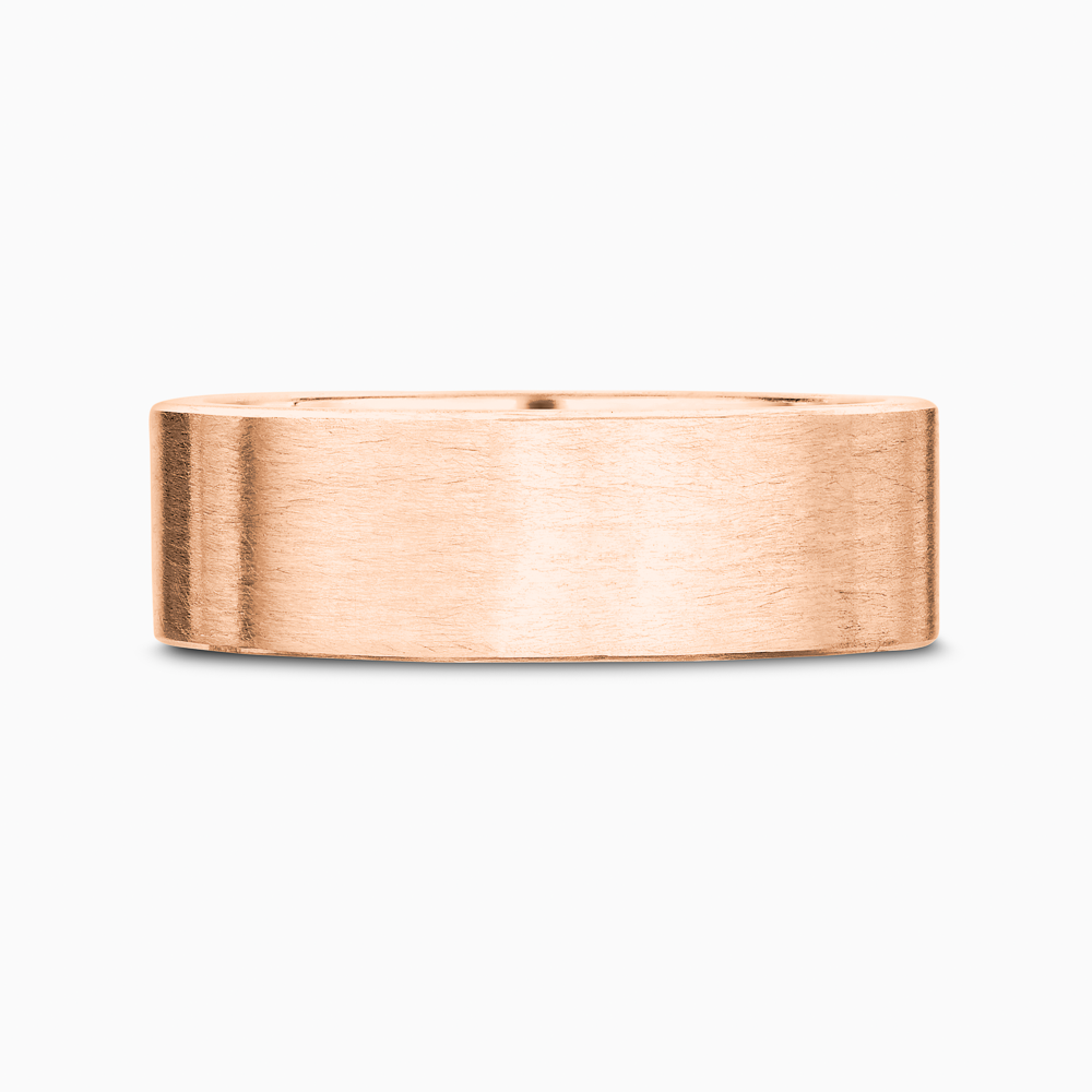 The Ecksand Thick Flat Brushed Wedding Ring shown with Band: 6mm in 14k Rose Gold