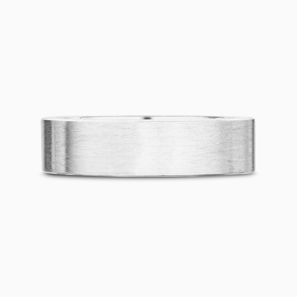 The Ecksand Thick Flat Brushed Wedding Ring shown with Band: 5mm in 18k White Gold