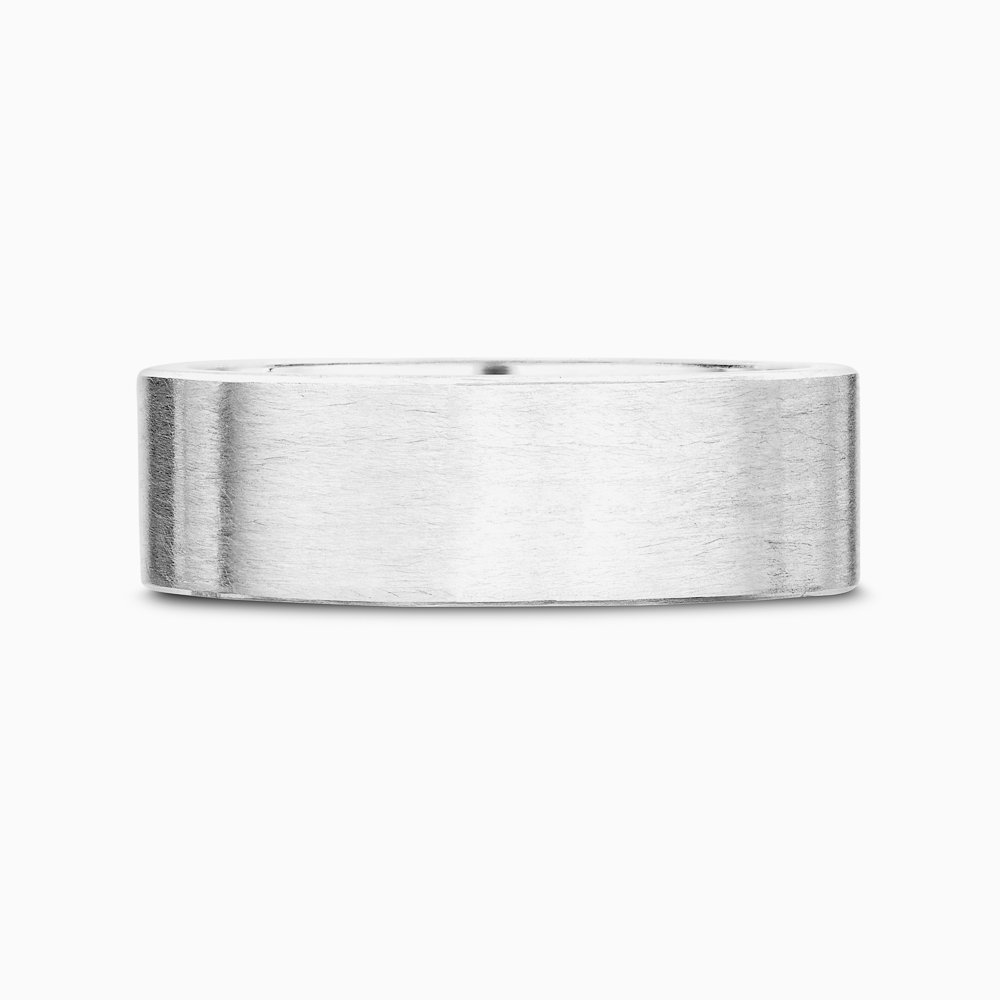 The Ecksand Thick Flat Brushed Wedding Ring shown with Band: 6mm in 18k White Gold