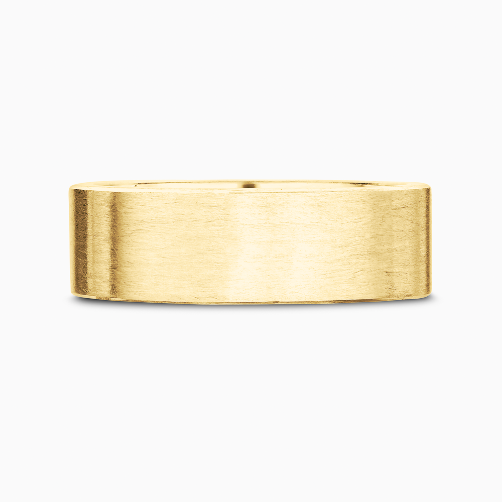The Ecksand Thick Flat Brushed Wedding Ring shown with Band: 6mm in 18k Yellow Gold