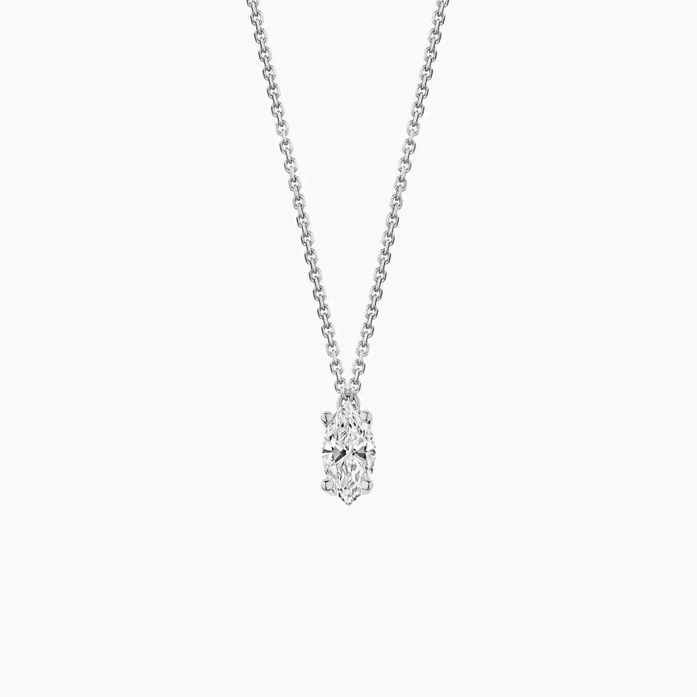 The Ecksand Marquise-Cut Diamond Pendant Necklace shown with Natural VS2+/F+ in 18k White Gold