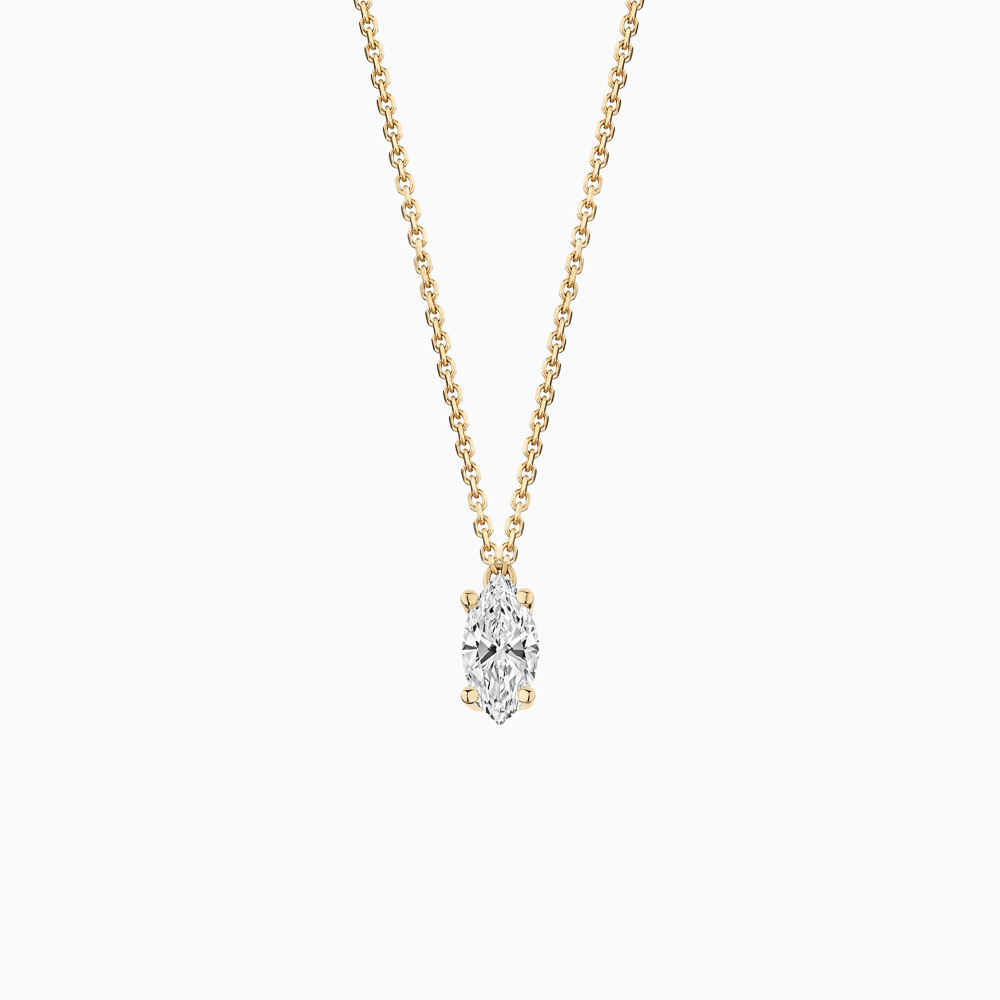 The Ecksand Marquise-Cut Diamond Pendant Necklace shown with Lab-grown 0.20 ct, VS2+/ F+ in 14k Yellow Gold
