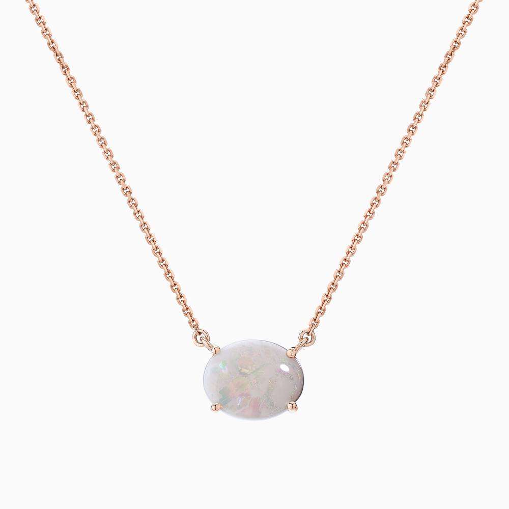 The Ecksand East-West Opal Pendant Necklace shown with  in 14k Rose Gold