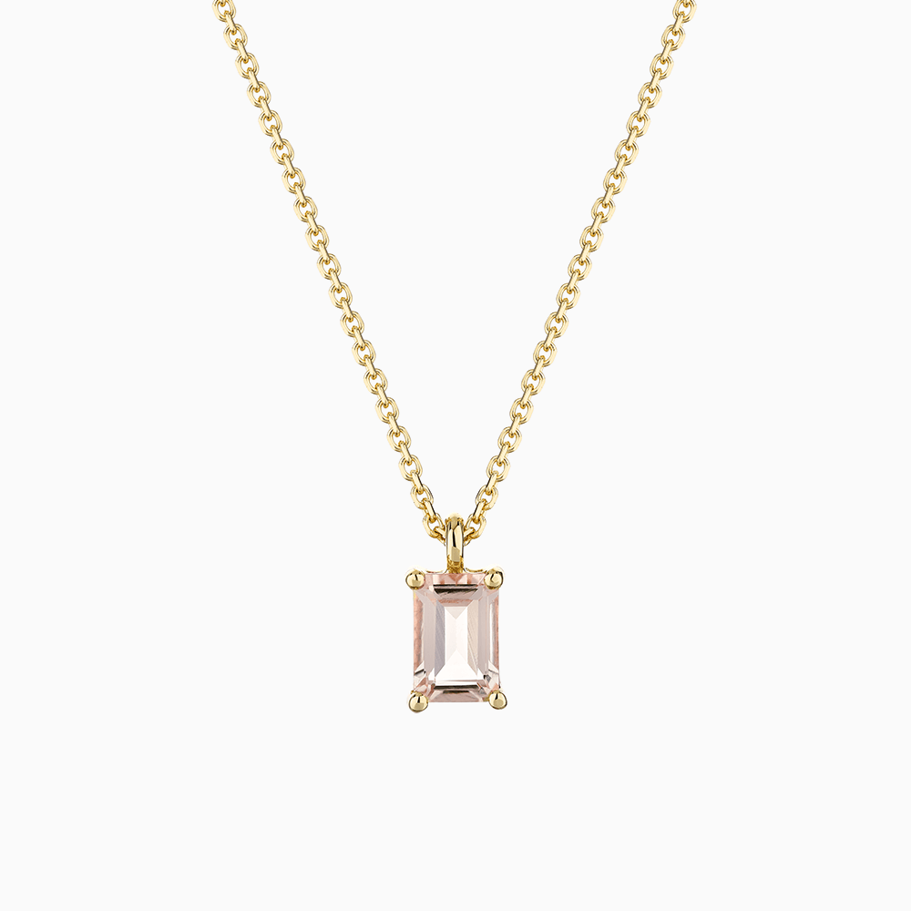 Emerald Cut Morganite Pendant Necklace Ecksand