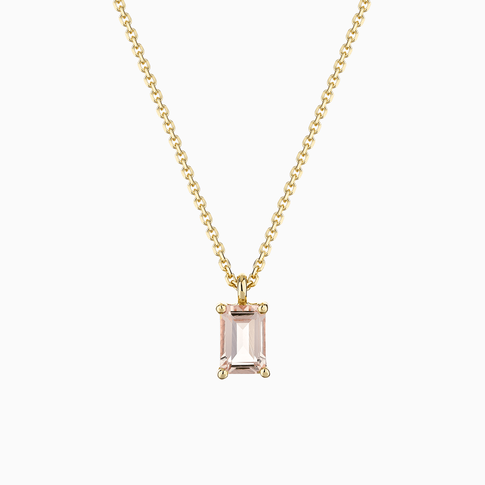 The Ecksand Emerald-Cut Morganite Pendant Necklace shown with  in 14k Yellow Gold