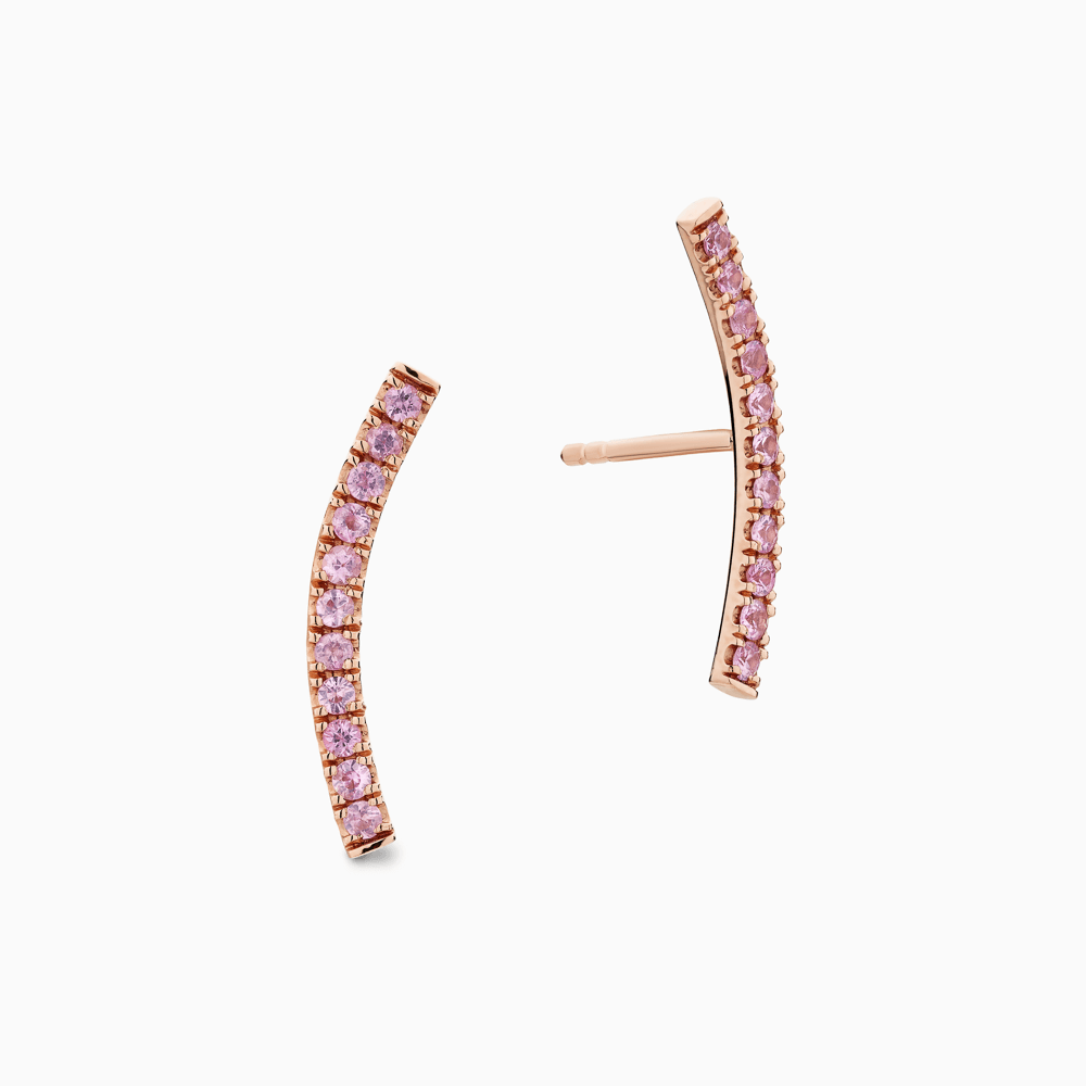 The Ecksand Pink Sapphire Long Stud Earrings shown with  in 14k Rose Gold