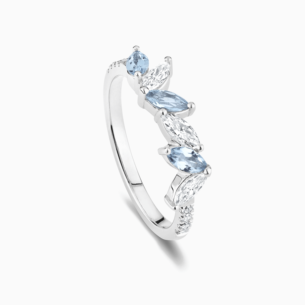 The Ecksand Diamond and Aquamarine Ring shown with  in 