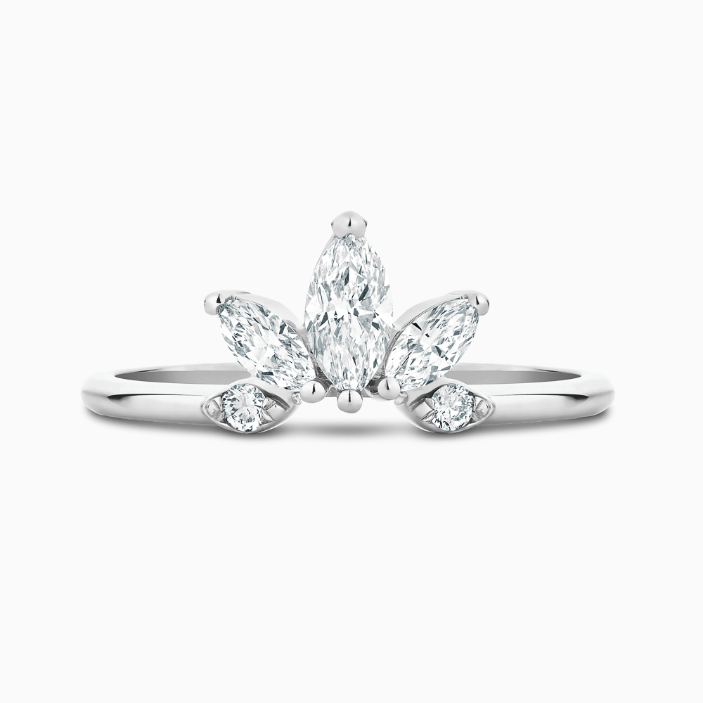 The Ecksand Curved Diamond Ring shown with Natural VS2+/ F+ in 18k White Gold